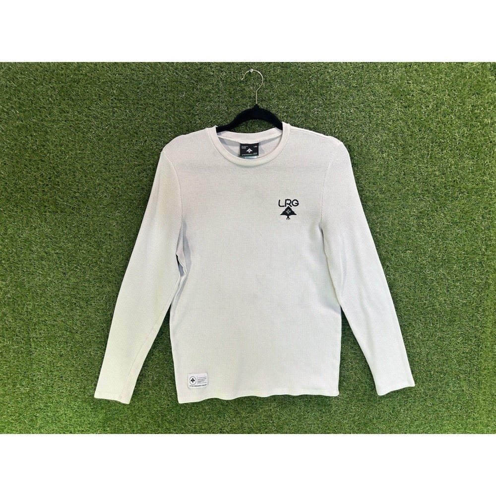 LRG Men White Waffle‎ Knit Crew Neck Pullover Sweater Long Sleeve Small
